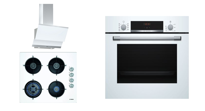 Bosch HBF514BW0T, DWK065G20T, POH6C2O10O Üçlü Ankastre Set