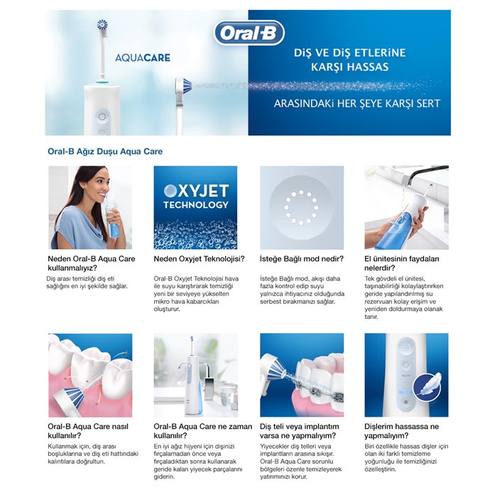 Oral-B Aquacare Oxyjet Şarj Edilebilir Ağız Duşu