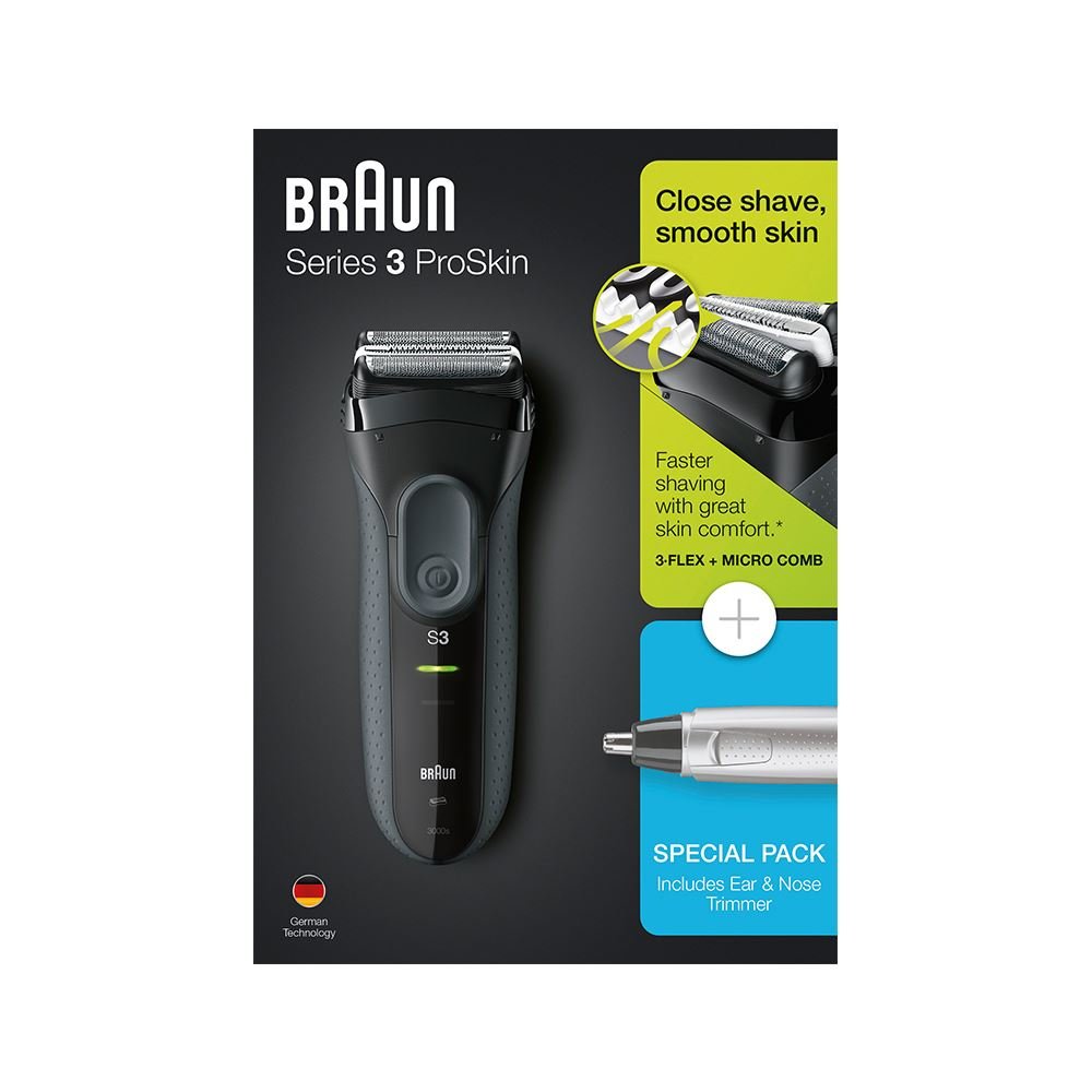 Braun 3 Serisi 3000VS Tıraş Makinesi + EN10 Kulak Burun Tüy Alma Makinesi
