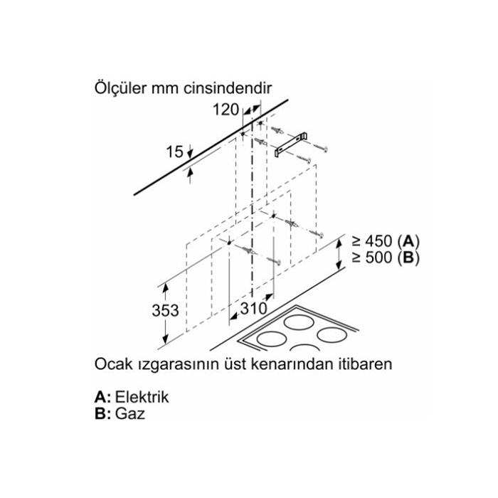 Bosch DWF95AJ60T Duvar Tipi Davlumbaz 90 cm 