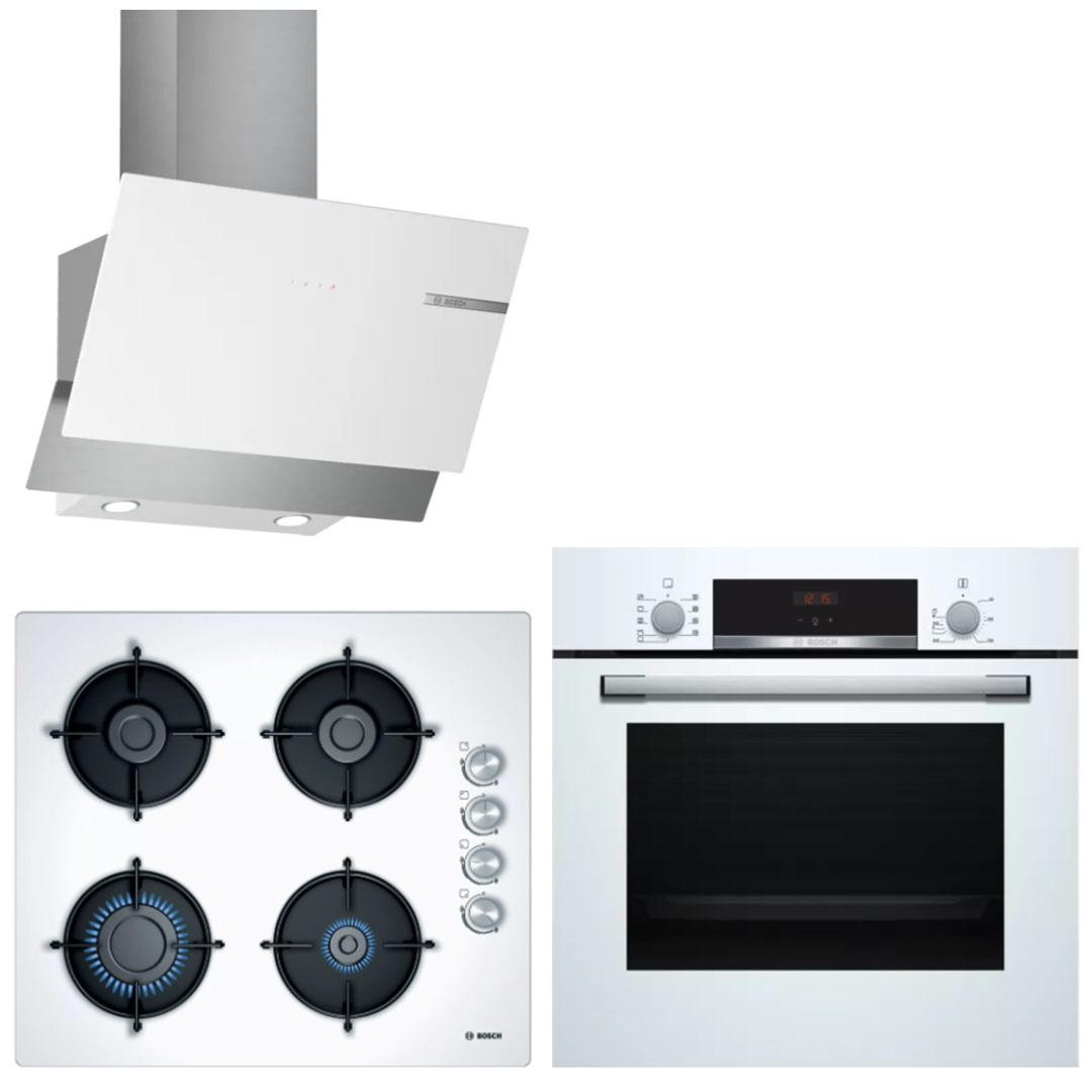 Bosch Beyaz Ankastre Set HBF514BW1T, POP6C2O10O, DWK65AD20R