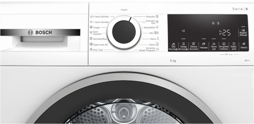 Bosch WQG241A0TR 9 Kg Isı Pompalı Kurutma Makinesi