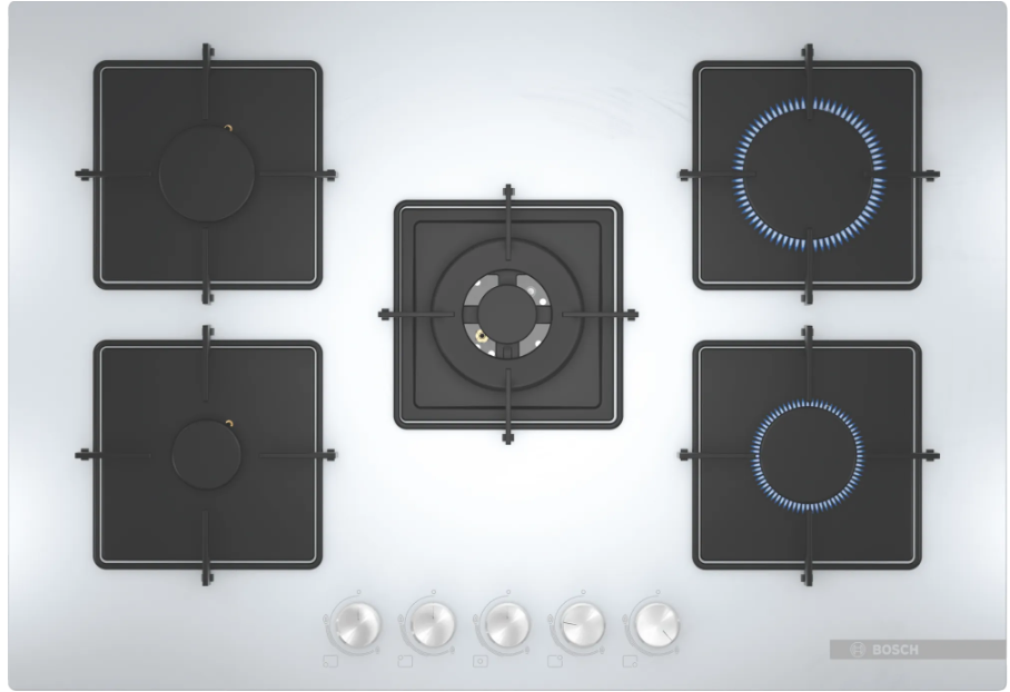 Bosch PNQ7B2O12O Wok Gözlü Beyaz Cam Ankastre Ocak