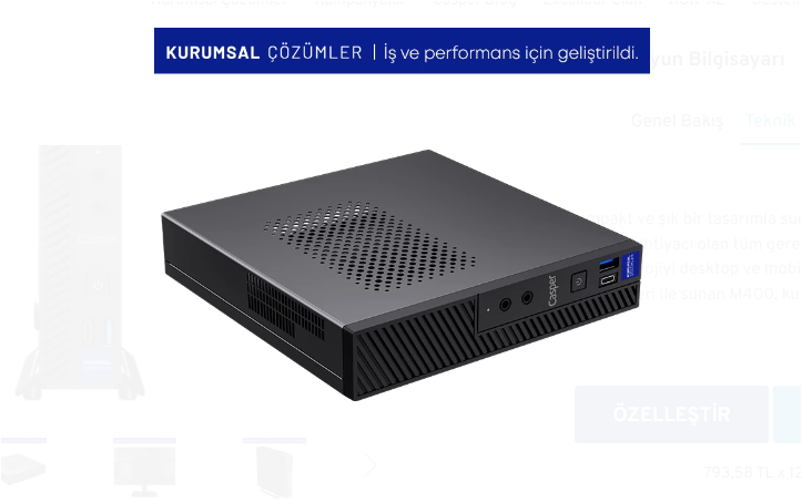 Casper Nirvana M40.1135-8V00X-V00 i5-1135G7 8 GB 500 GB SSD Iris Xe Graphics Mini PC