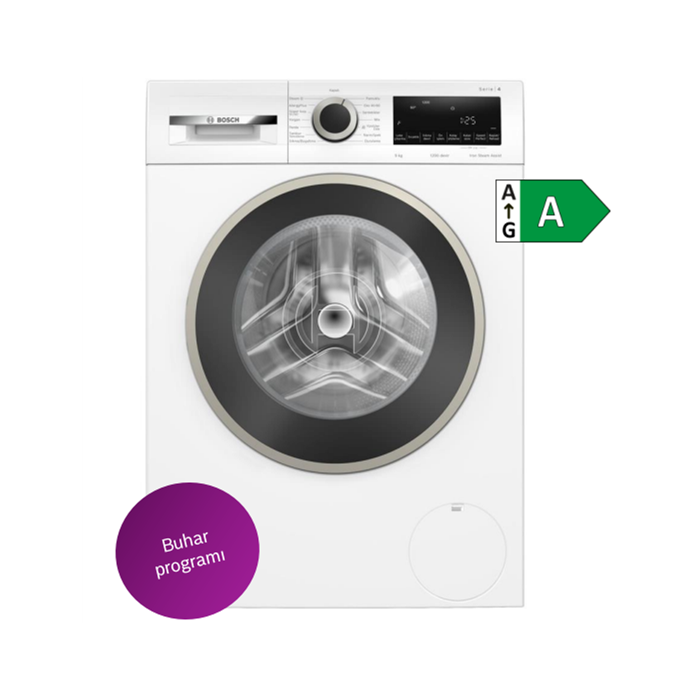 Bosch WGA142Z0TR 9 Kg 1200 Devir A Enerji Buhar Programlı Çamaşır Makinesi