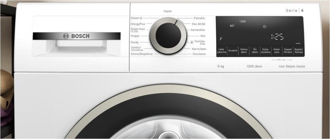 Bosch WGA142Z0TR 9 Kg 1200 Devir A Enerji Buhar Programlı Çamaşır Makinesi