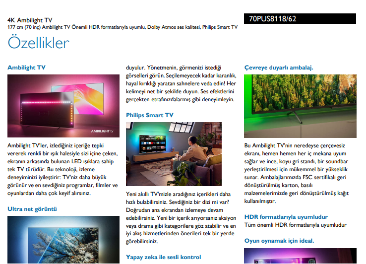 Philips 70PUS8118/62 4K UHD 70