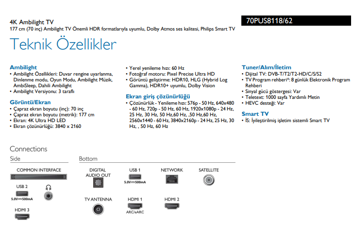 Philips 70PUS8118/62 4K UHD 70